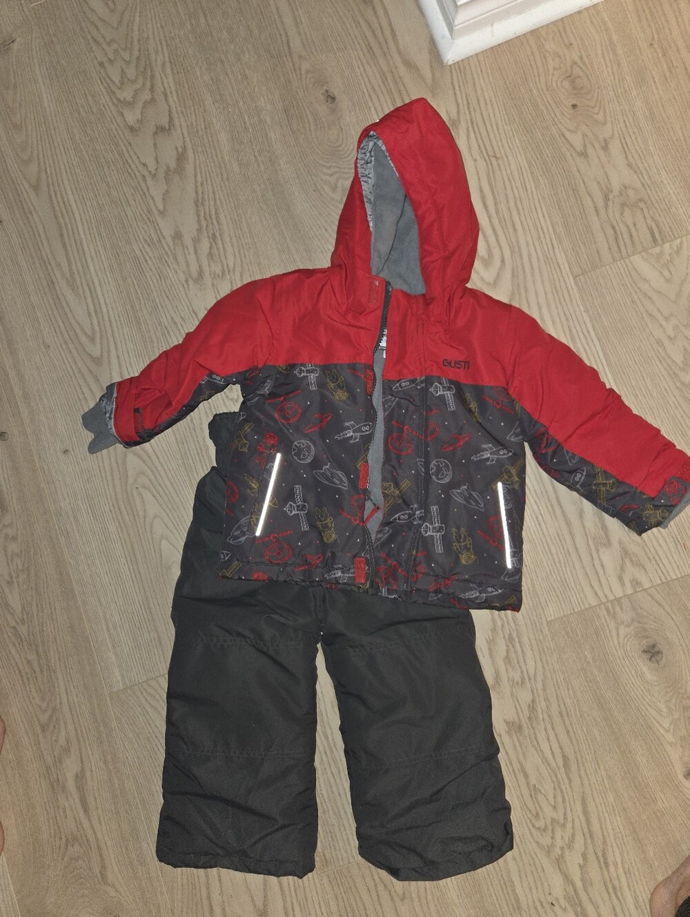 Red and Gray Kids "GALAXY PRINT" Winter Jacket and Snow Pants EUC 24m